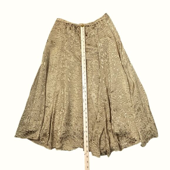 Soft Surroundings Maxi Skirt Womens Size PM Gold Leopard Silk Blend Fairy Boho - Picture 8 of 9